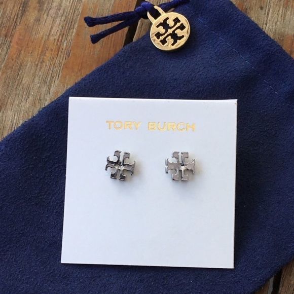 Tory Burch Jewelry - Tory Burch Classic. Kira  Stud Earrings silver